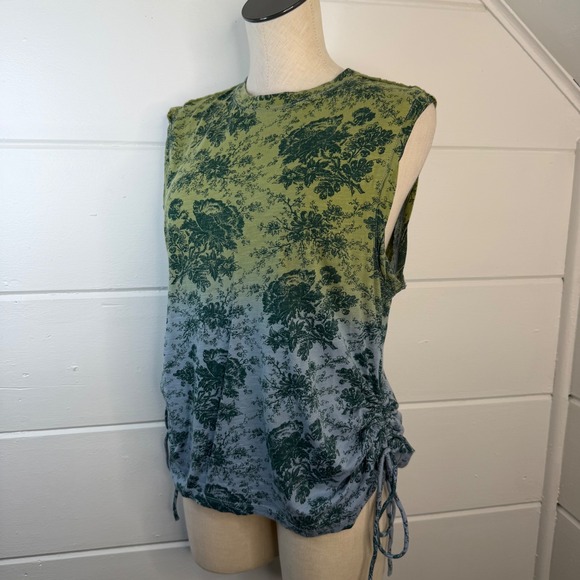 Pilcro Tops - Anthropologie Pilcro Floral Tie Dye Print Cinch Drawstring Side Tank Top LARGE